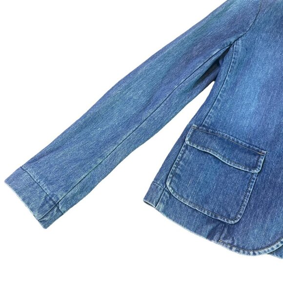 Theory Button-Down Denim Jacket 100% Cotton w/ Pockets Size 2 Women's - Picture 4 of 11
